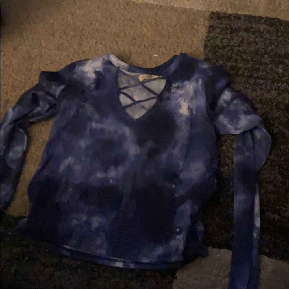 Hollister tie dye criss cross long sleeve shirt